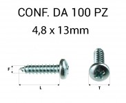 Vite Autofilettante testa bombata a croce zincatura bianca 4,8 x 13 mm