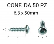 Vite Autofilettante testa bombata a croce zincatura bianca 6,3 x 50 mm