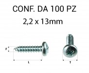 Vite Autofilettante testa bombata a croce zincatura bianca 2,2 x 13 mm