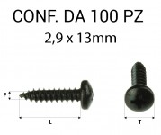 Vite Autofilettante testa bombata a croce zincatura nera 2,9 x 13 mm