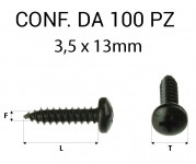 Vite Autofilettante testa bombata a croce zincatura nera 3,5 x 13 mm