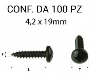 Vite Autofilettante testa bombata a croce zincatura nera 4,2 x 19 mm