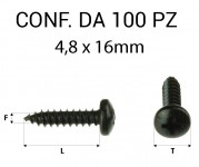 Vite Autofilettante testa bombata a croce zincatura nera 4,8 x 16 mm