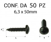 Vite Autofilettante testa bombata a croce zincatura nera 6,3 x 50 mm