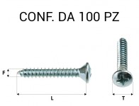 Vite autofilettante testa svasata bombata a croce zincatura bianca 3,5...