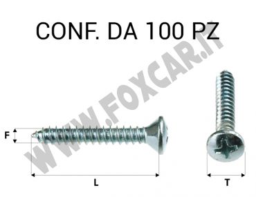 Vite autofilettante testa svasata bombata a croce zincatura bianca 3,5 x 16 mm