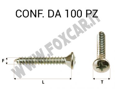 Vite Autofilettante testa svasata bombata a croce zincatura gialla 4,2 x 19 mm