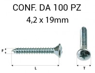 Vite Autofilettante testa svasata bombata a croce zincatura bianca 4,2...