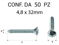 Vite Autofilettante testa svasata bombata a croce zincatura bianca 4,8...