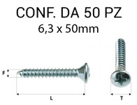 Vite Autofilettante testa svasata bombata a croce zincatura bianca 6,3...