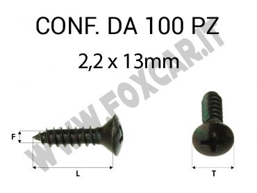 Vite Autofilettante testa svasata bombata a croce zincatura nera 2,2 x 13 mm