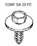 Vite autofilettante Ø 5,3 X 16 mm testa esagonale da 8 mm e rondella ...