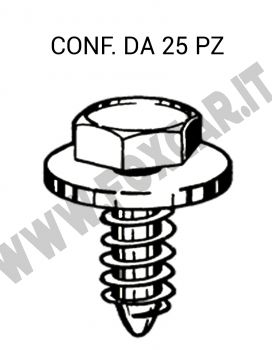 Viti autofilettanti Ø 6,3 x 19 mm testa esagonale per chiave da 10 mm e rondella
  mobile