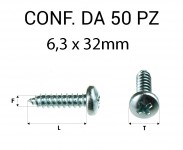 Vite Autofilettante testa bombata a croce zincatura bianca 6,3 x 32 mm