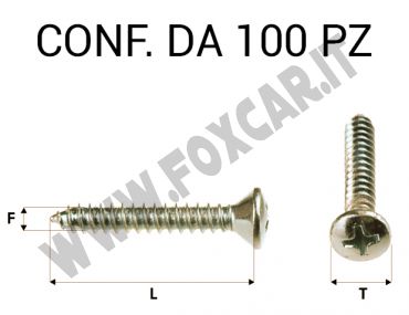 Vite autofilettante testa svasata bombata a croce zincatura gialla 3,9 x 16 mm