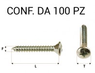 Vite autofilettante testa svasata bombata a croce zincatura gialla 3,9...