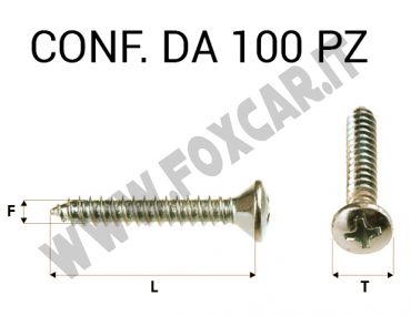 Vite autofilettante testa svasata bombata a croce zincatura gialla 3,9 x 22 mm