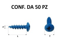 Viti blu fissaggio targhe autofilettanti a croce 4,2 x 17 mm