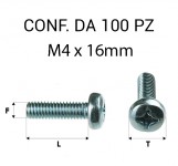 Vite testa bombata a croce zincatura bianca filetto M4 lunghezza 16 mm