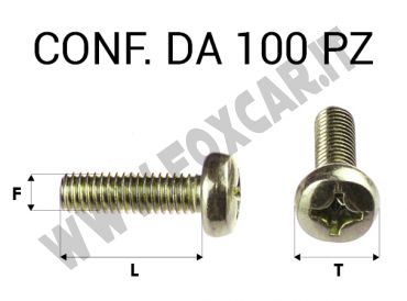 Vite testa bombata a croce zincatura gialla e filetto M5 lunghezza 16 mm