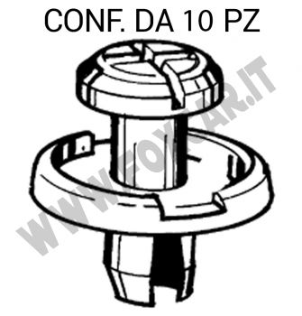 Rivetto in plastica con gambo ad espansione per parasassi su Honda