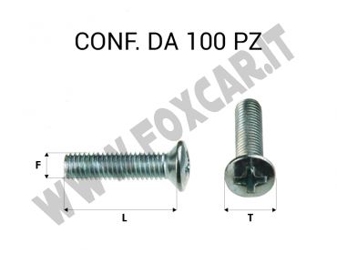 Vite testa bombata svasata a croce zincatura bianca filetto M4 lunghezza 16 mm