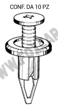 Rivetto ad espansione per paraurti Toyota lunghezza 31 mm Ø testa 20 mm per foro
  da 9 mm