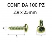 Vite Autofilettante testa bombata a croce zincatura gialla 2,9 x 25 mm