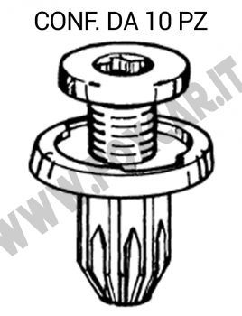 Rivetto in plastica con vite per paraurti Honda e Daewoo
