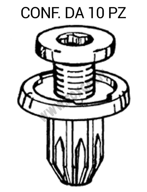 Rivetto in plastica con vite per paraurti Honda e Daewoo - BOTTONI IN  PLASTICA - Foxcar Foxcar