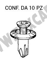 Rivetto con perno per fissaggi mascherina radiatore su Toyota Yaris per foro da
  6 mm