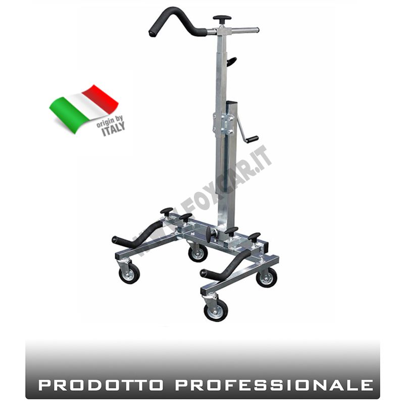 STAHLWERK Cavalletto Di Montaggio Per Moto 450 Kg - Universale Con Bilanciere Ruota Posteriore E Anteriore, Per Manutenzione