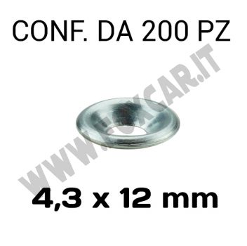 Rondella sottovite svasata in alluminio Ø foro 4,3 mm, diametro esterno 12 mm