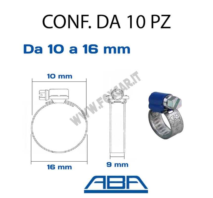 Fascette stringitubo ABA in acciaio zincato. Guarda le misure