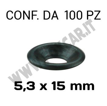 Rondella sottovite per vite a testa svasata in acciaio nero con Ø foro di 5,3 mm,
  Ø esterno 15 mm