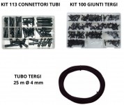 Promo Kit 113 connettori tubi + Kit 100 giunti tergi + Tubo tergi 25 m...