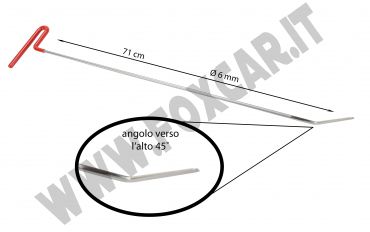 Leva grandine testa piatta tonda con angolo 45° verso l'alto lunghezza 71 cm