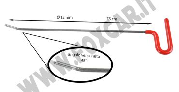 Leva grandine testa tonda con angolo 45° verso l'alto lunghezza 73 cm