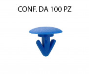 Bottone con alette in plastica blu per il fissaggio della targa