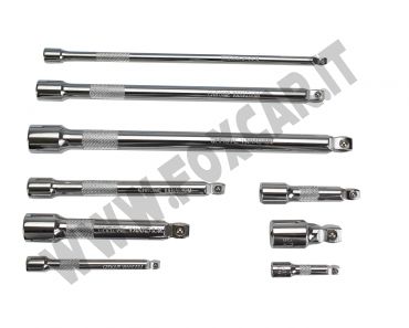 Kit 9 prolunghe per bussole attacco da 1/4" 3/8" 1/2"