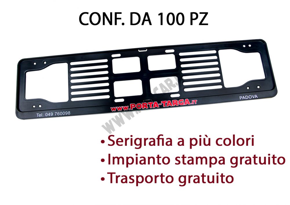 Porta targa posteriore in plastica con stampa digitale. Conf. 100 pz -  PORTA TARGA AUTO PERSONALIZZATI - Foxcar Foxcar