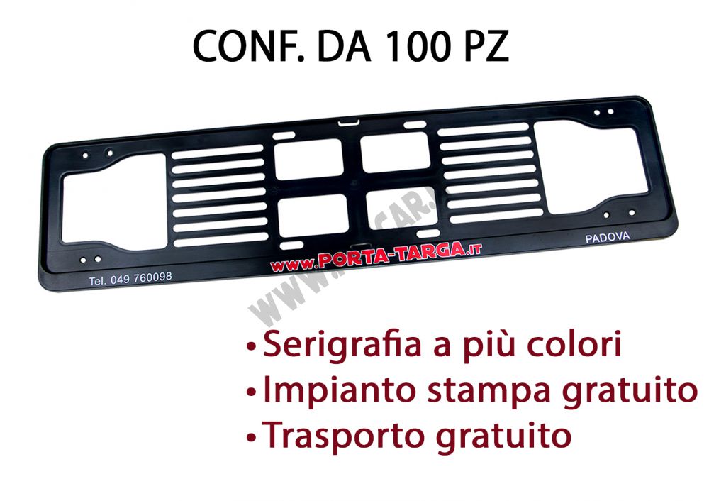 Porta targa posteriore in plastica con stampa digitale. Conf. 100 pz - PORTA  TARGA AUTO PERSONALIZZATI - Foxcar Foxcar