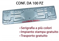 Porta targa posteriore in acciaio verniciato grigio metallizzato con s...