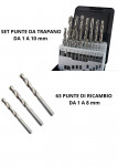 Promo set 19 punte trapano da 1 a 10 mm + 63 Ricambi da 1 a 8 mm