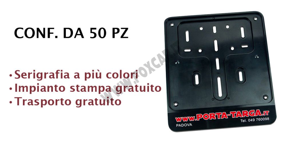 Porta targa moto in PPL con stampa digitale. Conf 50 pz - PORTA TARGA MOTO  PERSONALIZZATI - Foxcar Foxcar