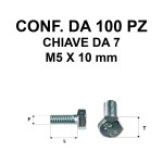 Vite testa esagonale per chiave da 8 mm M5 x 10 zincata