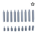 Set 18 inserti torx a 5 punte con foro