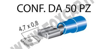 Terminali faston femmina ricoperti da 4,7 mm, colore blu per cavi da 1 a 2,5 mm²