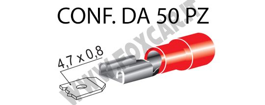 Terminali faston femmina ricoperti da 4,7 mm, colore rosso per cavi da 0,25  a 1 mm² - CAPICORDA FASTON - Foxcar Foxcar