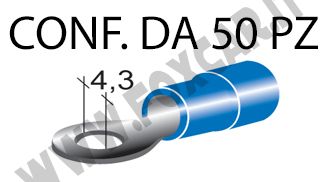 Terminali ad occhiello presisolati per viti da 4 mm e cavi da 1 a 2,5 mm²